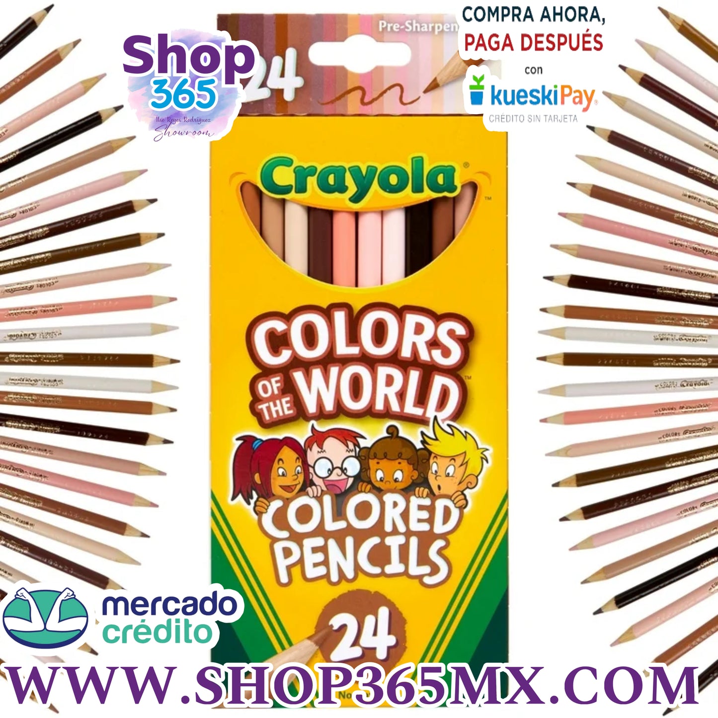 Lápices de colores Crayola Colors of the World, 24 quilates, útiles escolares para niños, regalo para profesores