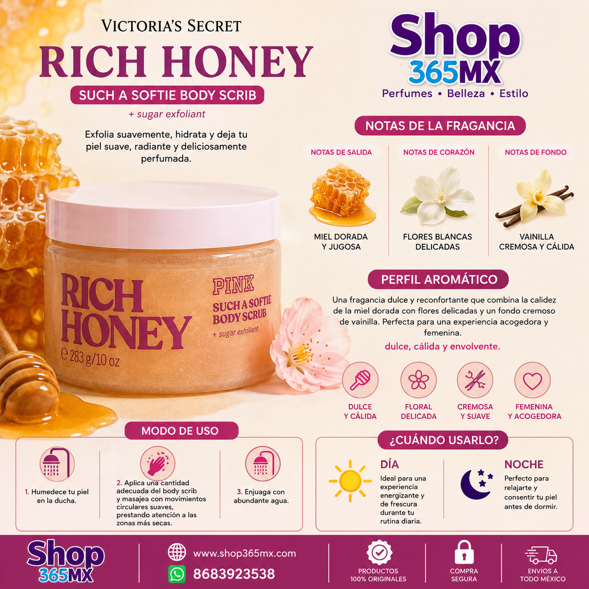 Pink Such & Softie Body Scrub + exfoliant Sugar Rich Honey