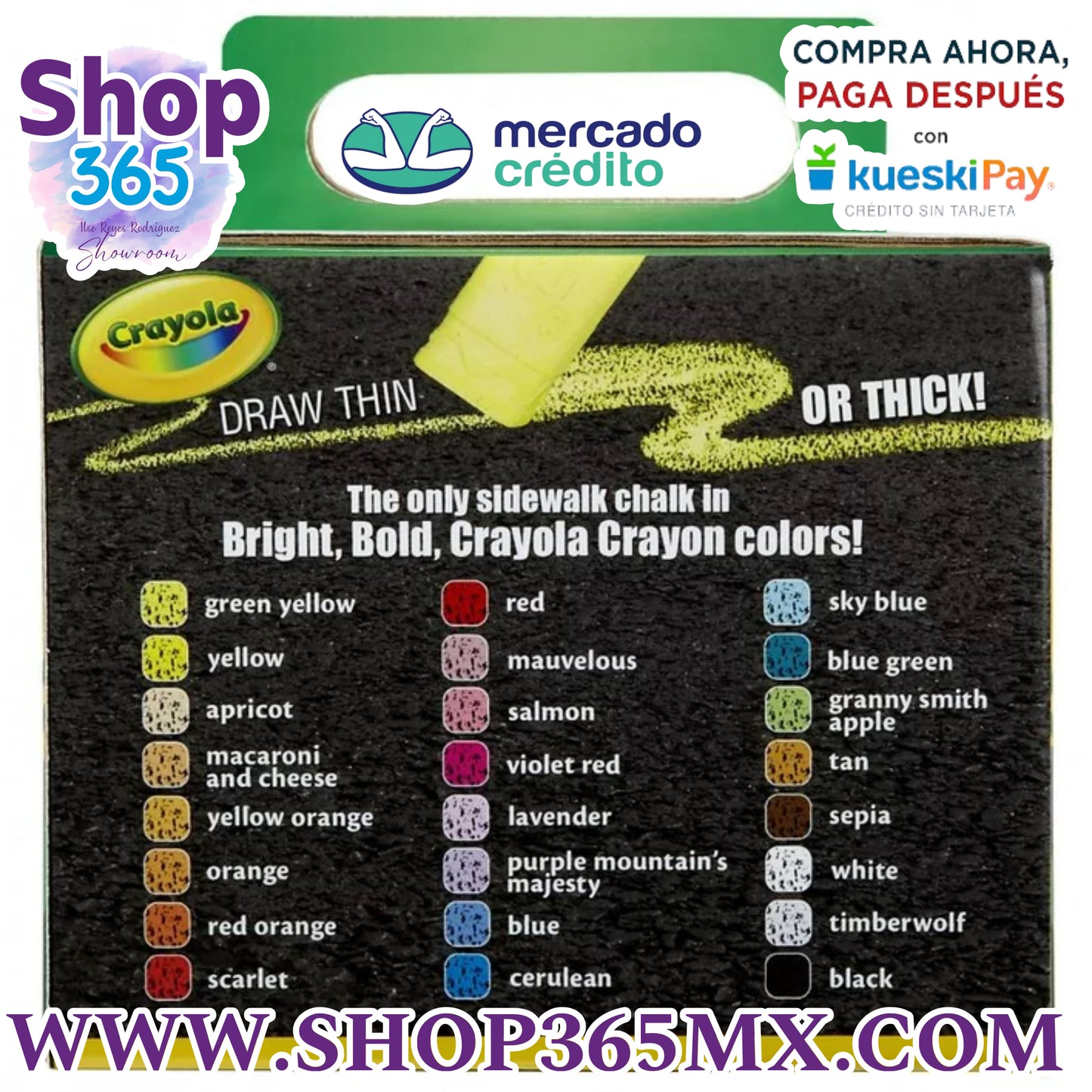 Crayola Tiza lavable para aceras en varios colores, 24 unidades