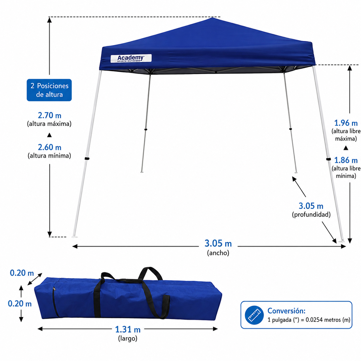 Toldo Con Patas Inclinadas Easy Shade De Academy Sports + Outdoors, 3 X 3 Metros Color Naranja Brillante