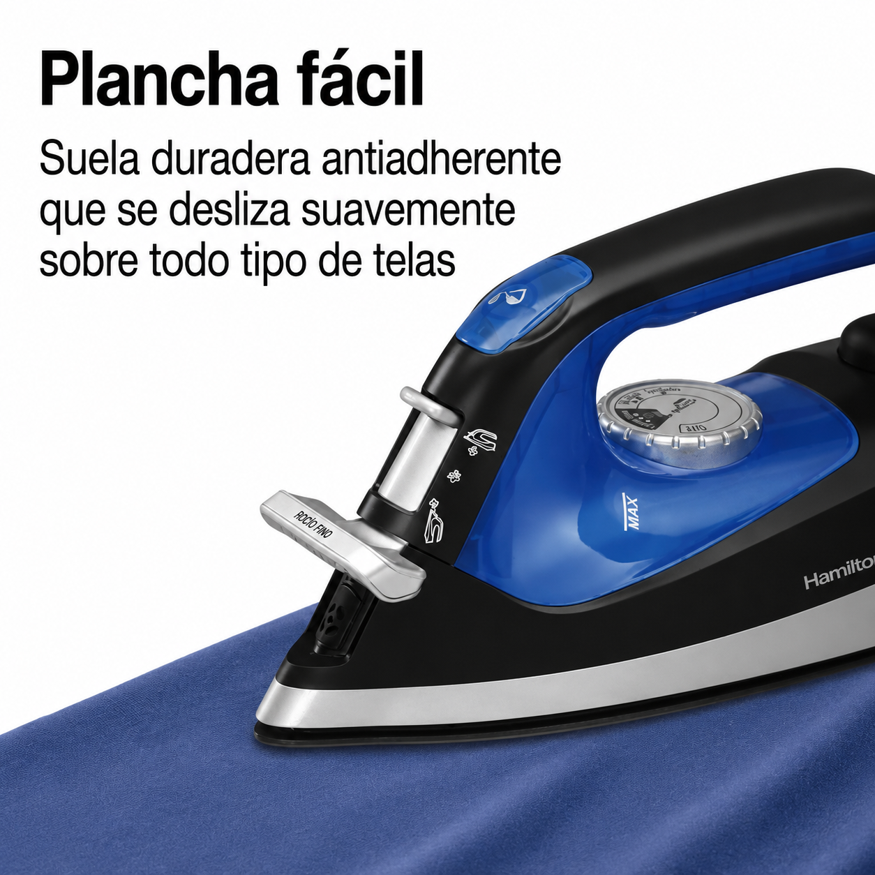 Hamilton Beach Plancha y Vaporizador 2 en 1, Negro y Plateado, Modelo 14525