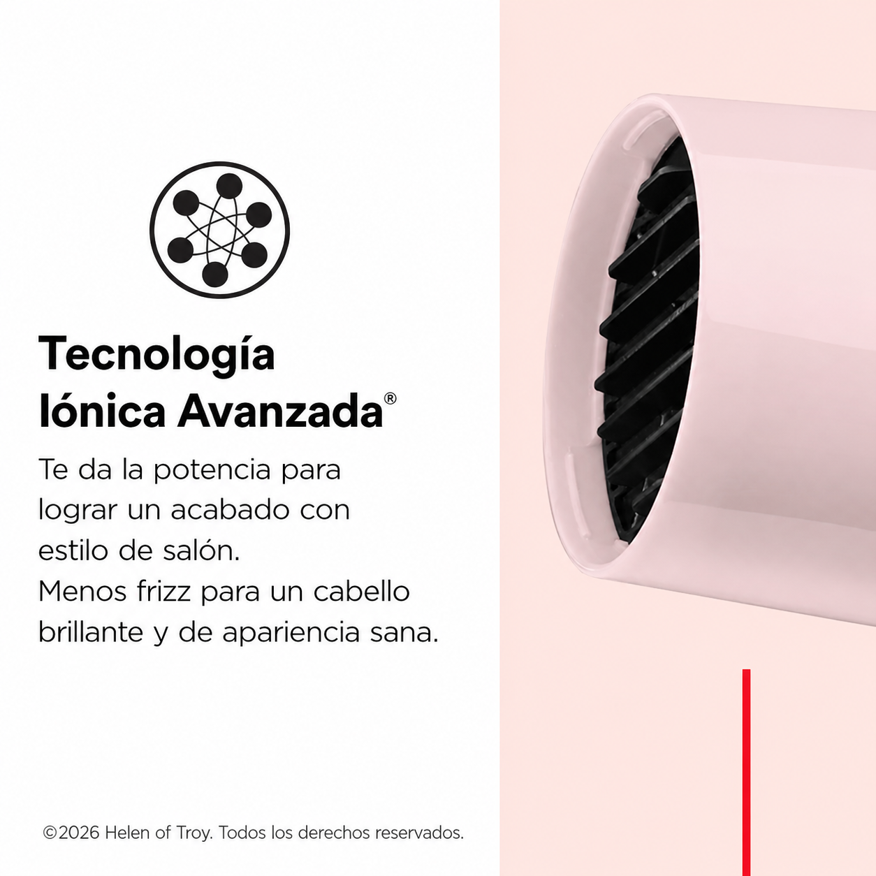 Revlon Essentials Secadora de Cabello Iónica con Control Del Frizz, 1875 Watts, Rosa Claro