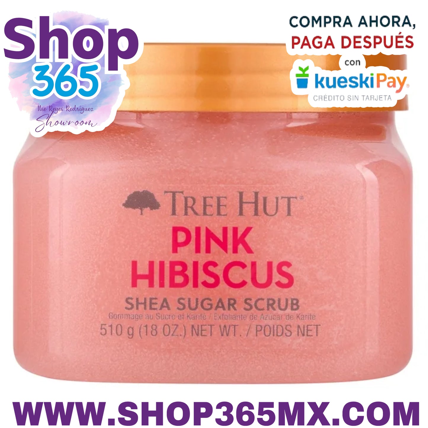 Tree Hut Exfoliante Corporal Exfoliante Hidratante de Karité para una Piel Más Suave y Tersa, Hibisco Rosado, 18 oz