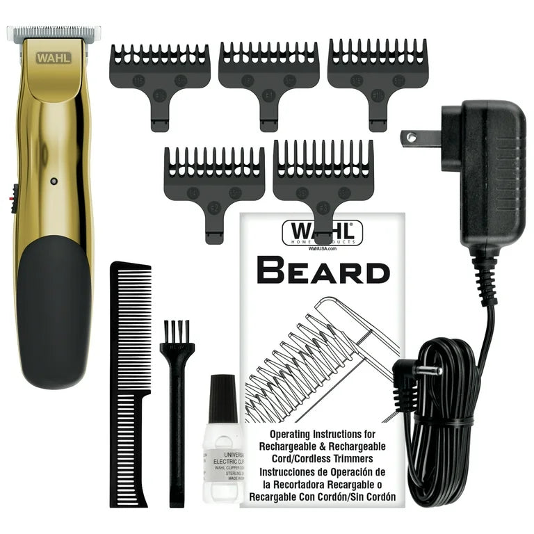 Wahl T-Pro Plus, USB Rechargeable Battery Trimmer, Gold with Rubber Grips - 3028171