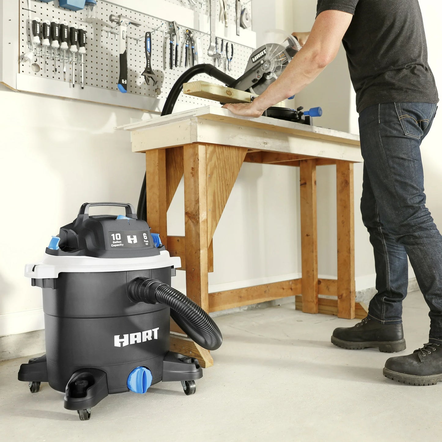 HART Aspiradora en Seco/húmedo de Polietileno de 10 Galones y 6 Pico HP, VOC1012PF 3703