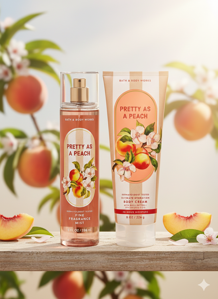 Set Bath & Body Works: Pretty As A Peach (Mist + Crema Corporal)