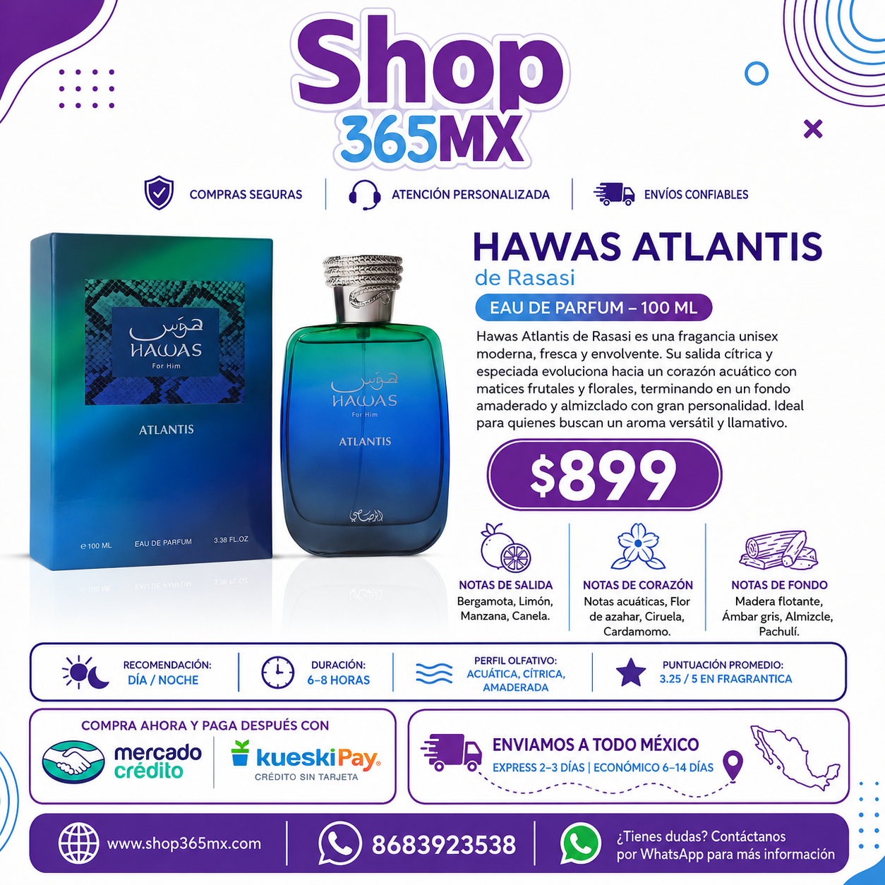 RASASI Hawas Atlantis EDP U 100ML