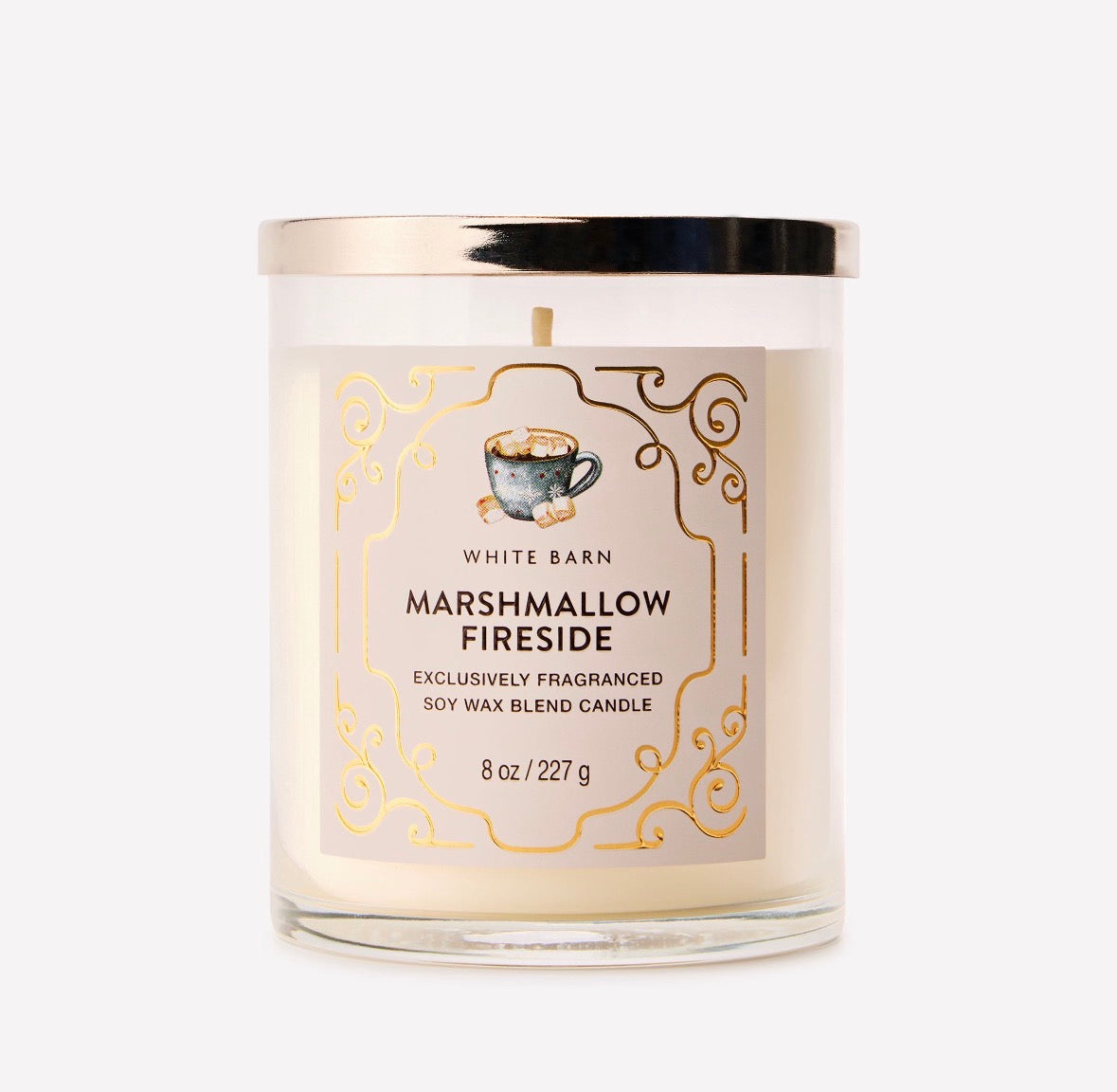 White Barn Marshmallow Fireside Vela Aromática 8 oz – Malvavisco, Vainilla y Maderas Ahumadas