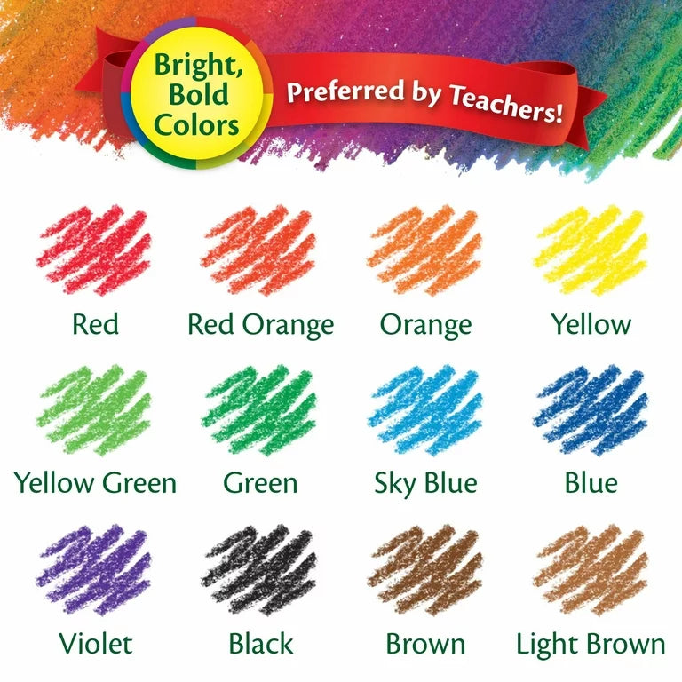 Juego de lápices de colores borrables Crayola, 12 colores, niño principiante