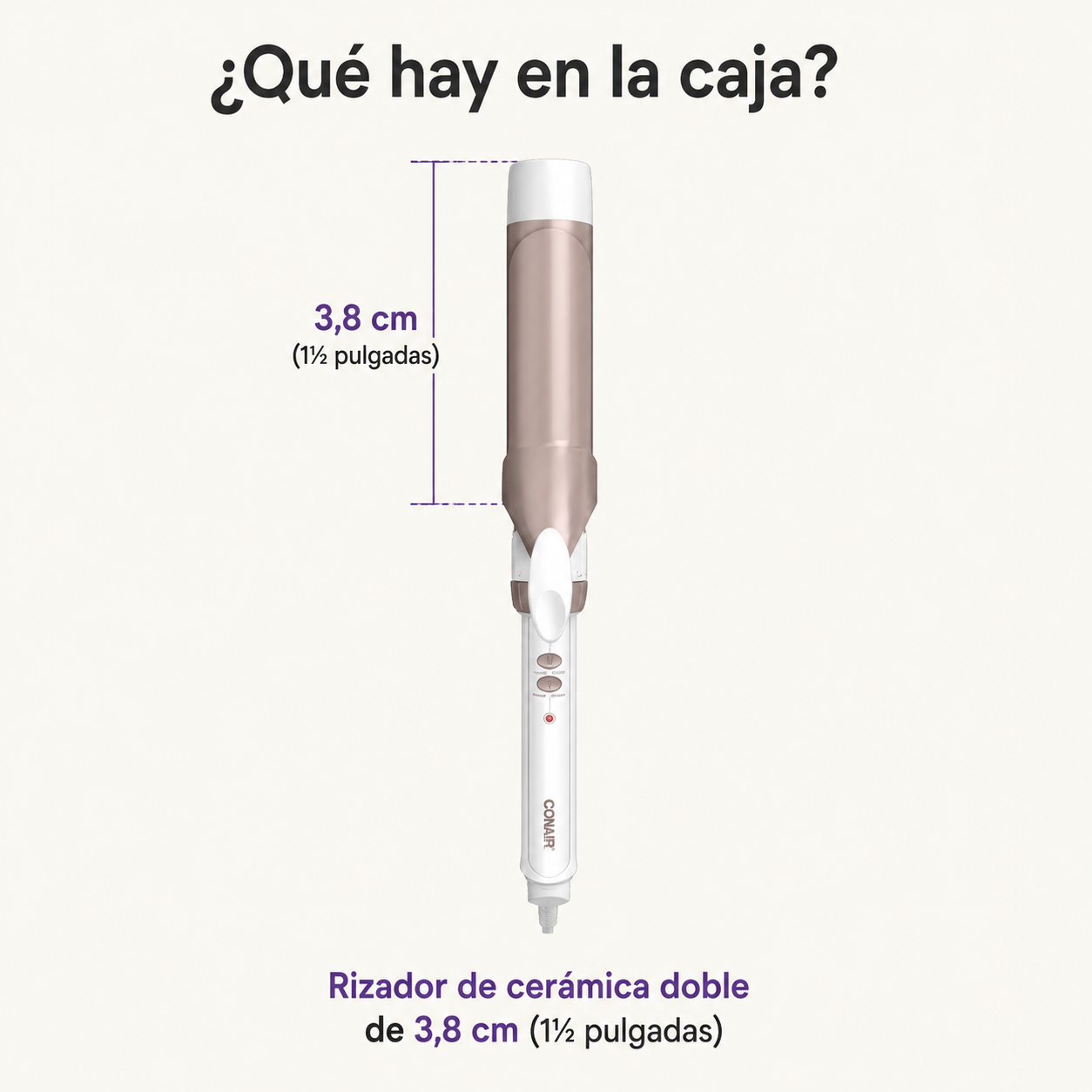 Conair Rizos de Cerámica Doble 1,5 Pulgadas, Oro Rosa, CD703GN