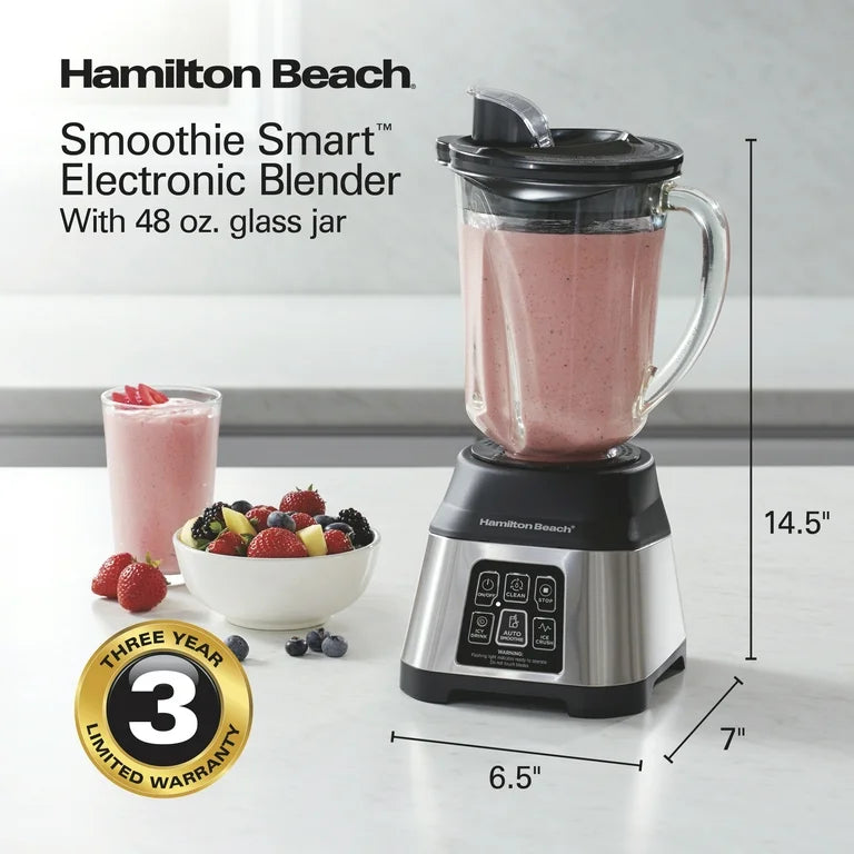 Hamilton Beach Licuadora Inteligente Tarro de Vidrio de 48 oz, 56202