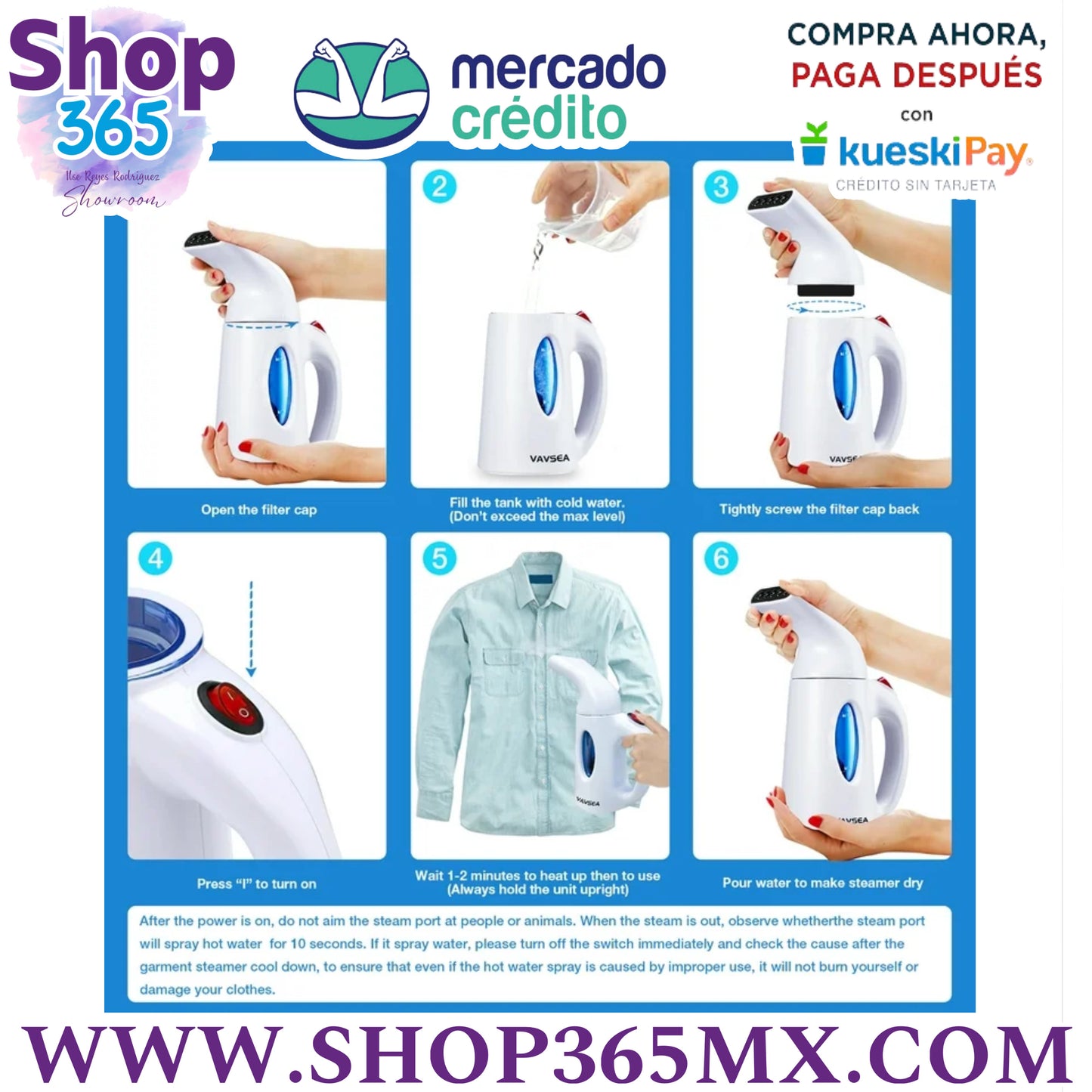 Steamer VAVSEA Vapor para Ropa, 700w Portable Garment Función de Apagado Automático, Arrugas / Vapor / Suavizado / Limpiar / Esterilizar, Blanco