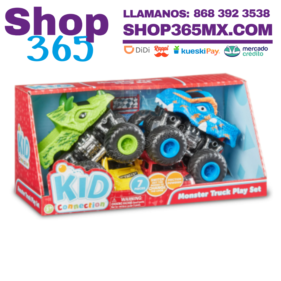 Kid Connection Monster Trucks Set de Juego, 7 Piezas, Juguetes para Niños Pequeños