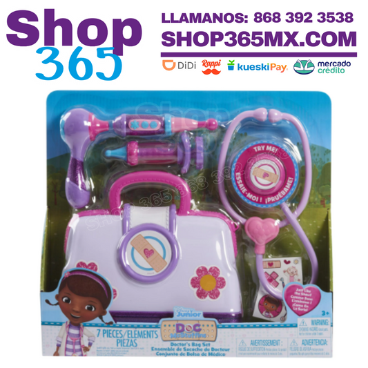 Doc Mcstuffins Juego de Bolsos de Médico para Hospital de Juguete 8 Piezas, Juego de Disfraces y Simulación, Juguetes para Niños a Partir de 3 Años