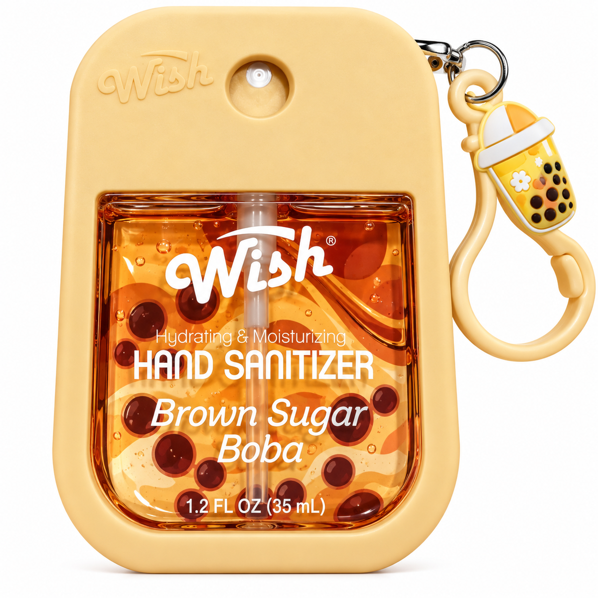 Sanitizante de Manos Wish Brown Sugar Boba 35 ml con Holder y Charm de Té de Burbujas