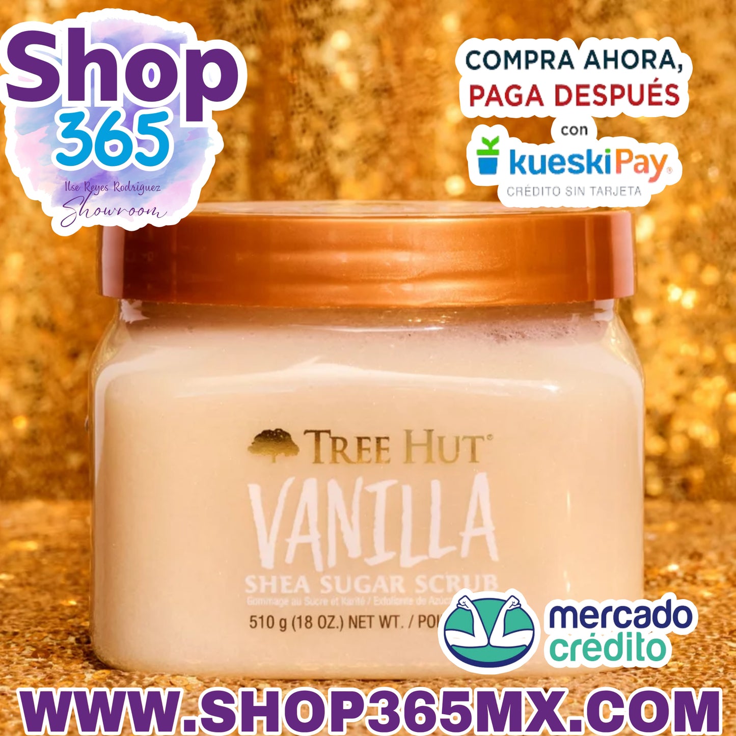 Tree Hut Body Scrub, exfoliante hidratante de azúcar de karité para una piel más suave y tersa, vainilla, 18 oz