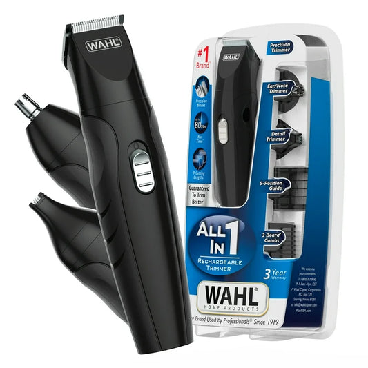Wahl Barba Recargable Todo en uno, Bigote, Recortador de Detalles para Hombre, Negro, 05644