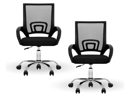Silla para oficina escritorio ergonomica Premium Set 2 piezas color negro material de tapizado malla