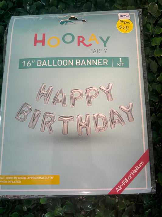 Banner Happy Plata 16”