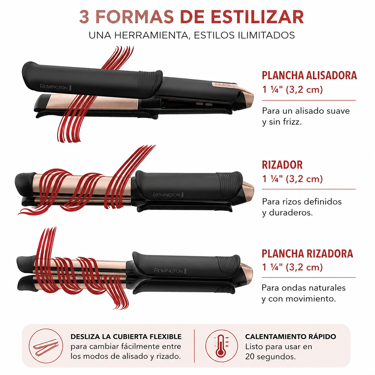 Remington oneTM Plancha de Rizar/enderezador de Pelo