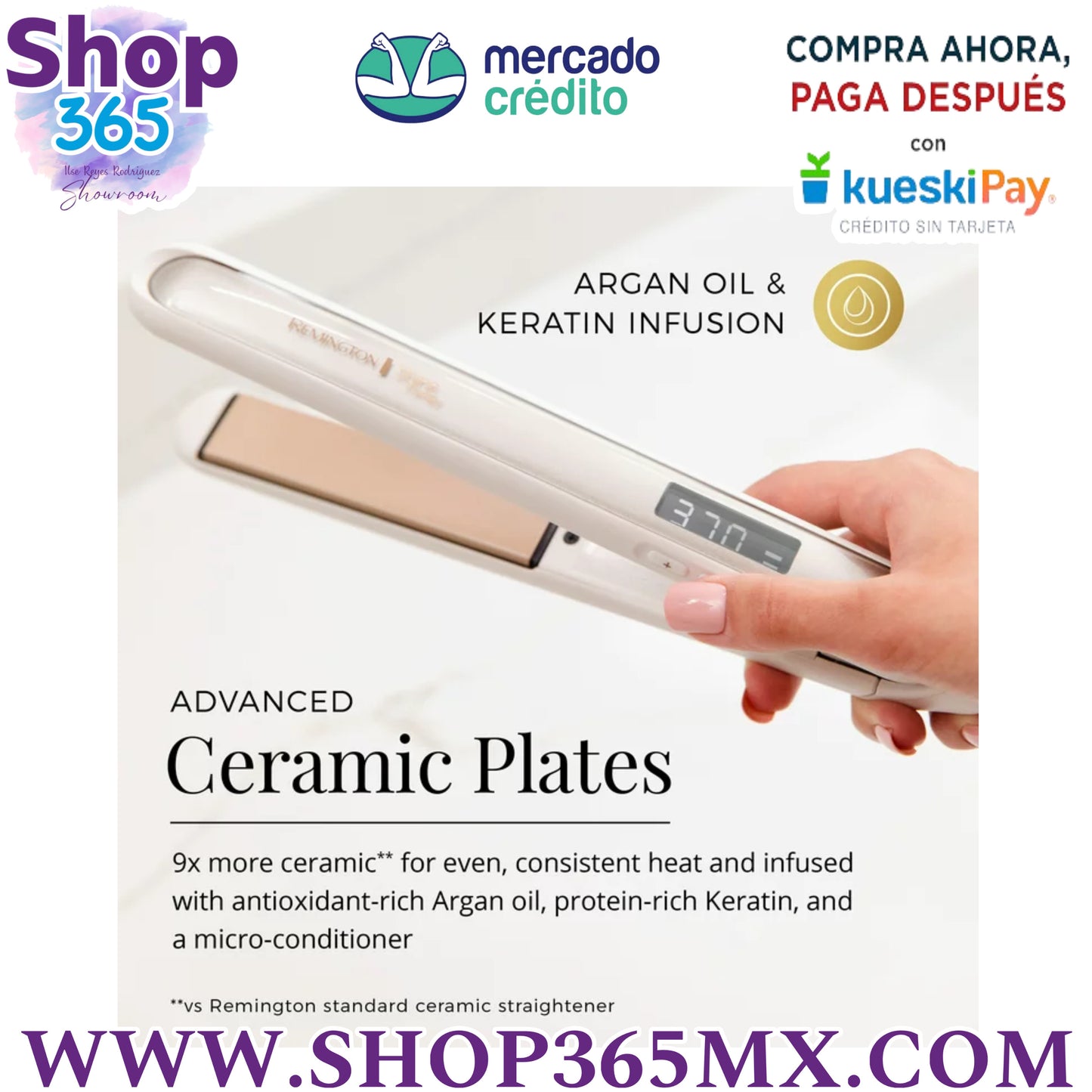 REMINGTON SHINE THERAPY Plancha/plancha de 1 Pulgada con Infusión de Aceite de Argán y Queratina, S9511