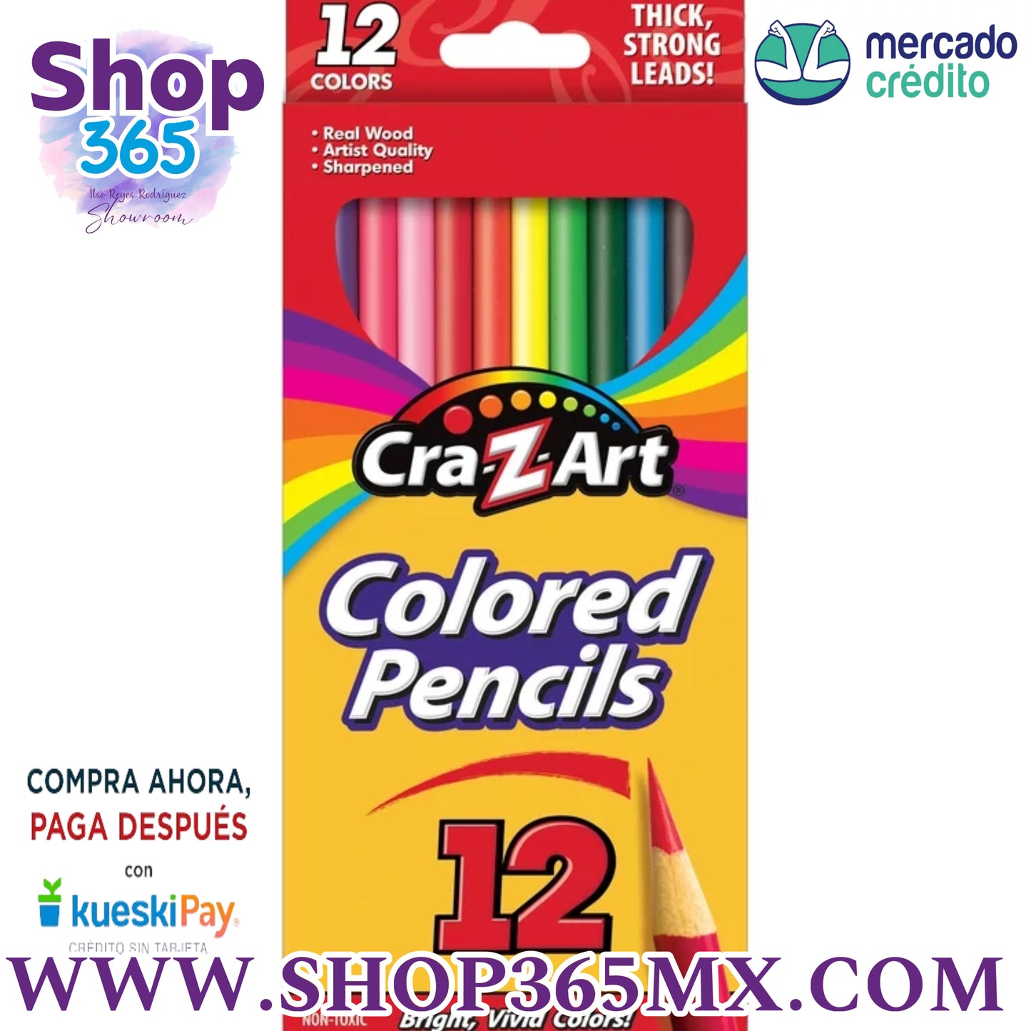 Lápices de colores Cra-Z-Art, 12 unidades, de niño principiante a adulto, útiles para el regreso a la escuela