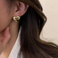 Pendientes bonitos de corazón estereoscópicos simples a la moda para mujer Tono Dorado