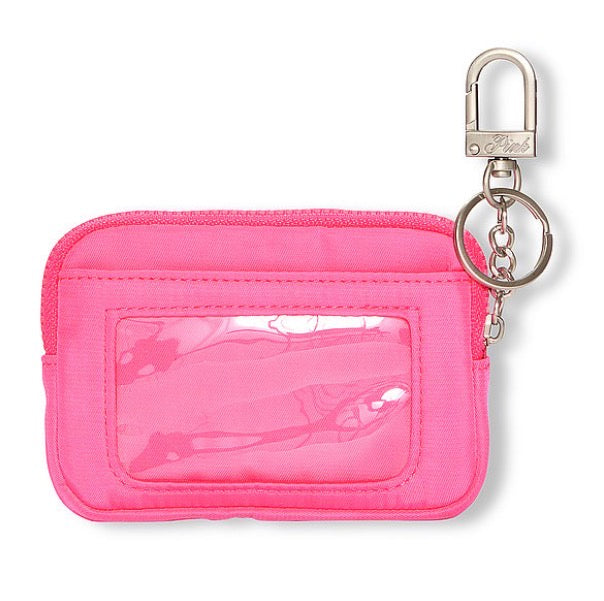 PINK Victoria’s Secret Zip Card Holder Keychain – Fall For Me Pink