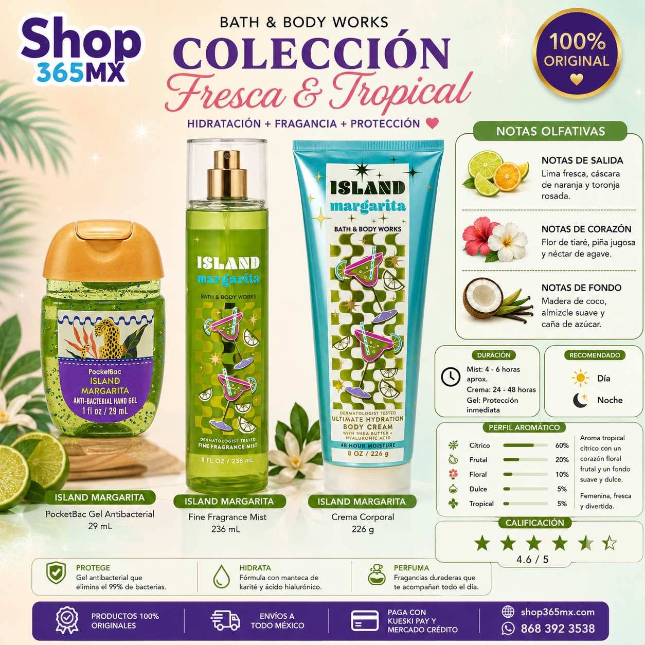 Set Bath & Body Works: Island Margarita (Mist + Crema Corporal)