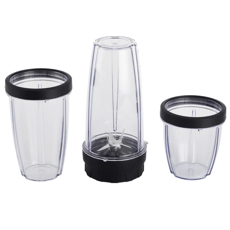 Mainstays Juego de Batidora de 10 Piezas, Negro, 300 W, con 3 Frascos (10 Oz, 16 Oz, 18 Oz), 2 Tapas para Beber, Hoja de Acero Inoxidable