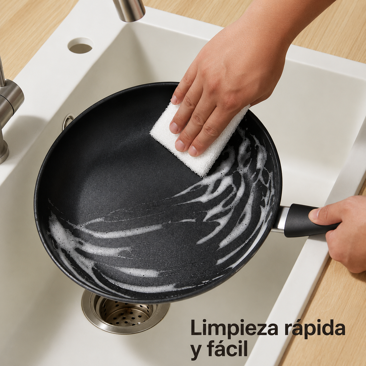 Mainstays Juego de Sartenes de Aluminio Antiadherente de 3 Piezas, Acabado Negro, Juego de 3