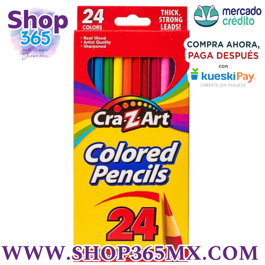 Cra-Z-Art Lápices de colores preafilados de 24 unidades, niños principiantes a adultos, suministros de regreso a la escuela