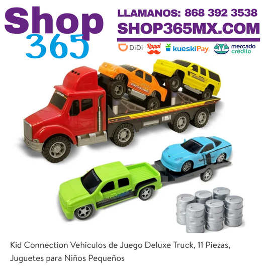 Kid Connection Vehículos de Juego Deluxe Truck, 11 Piezas, Juguetes para Niños Pequeños