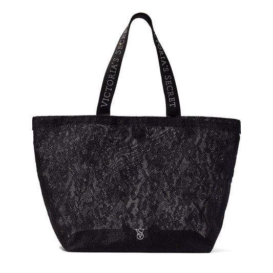 Victoria’s Secret Bolsa Tote de Encaje Negro – Lace Tote Bag Original