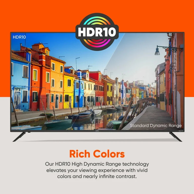 onn Televisor Inteligente 4K UHD (2160P) LED Roku de 65" con HDR (100012587)