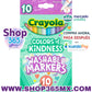 Marcadores Crayola Colors of Kindness Fineline, útiles escolares, 10 unidades, colores surtidos