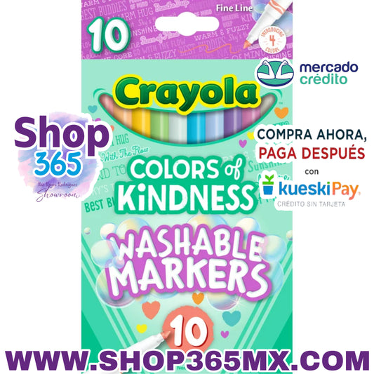 Marcadores Crayola Colors of Kindness Fineline, útiles escolares, 10 unidades, colores surtidos