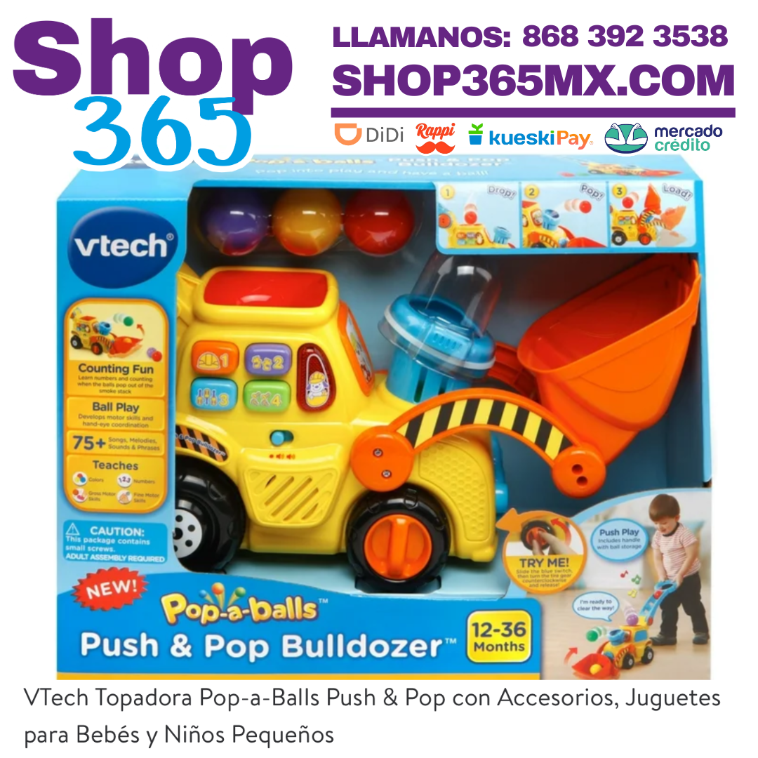 VTech Topadora Pop-a-Balls Push & Pop con Accesorios, Juguetes para Bebés y Niños Pequeños