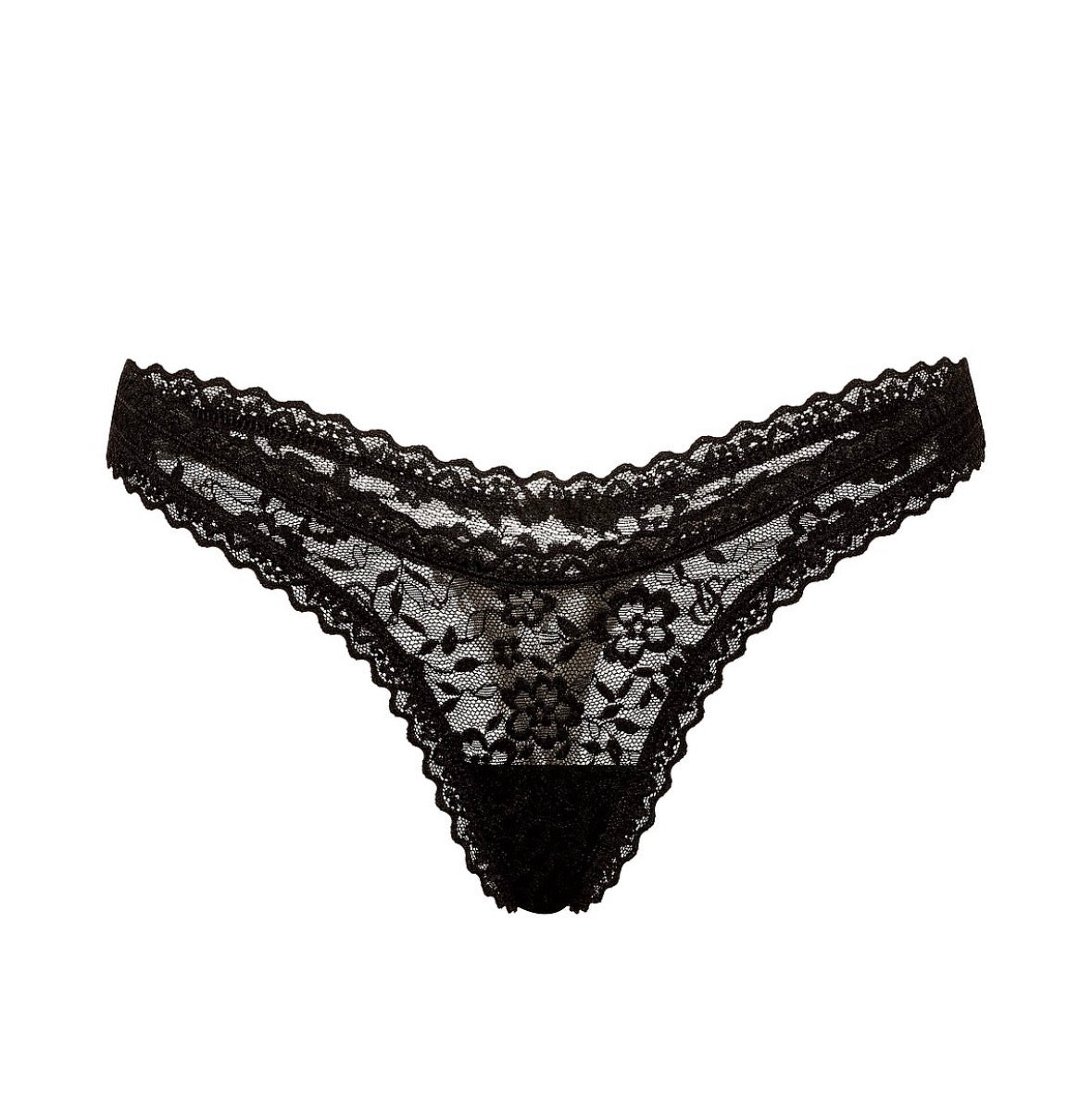 🖤 Tanga Victoria’s Secret de Encaje Floral Negro para Mujer – Corte Bajo
