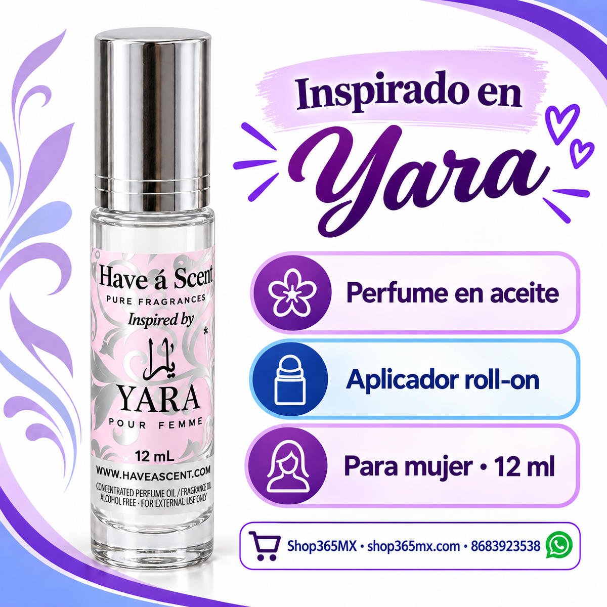 Perfume en aceite roll-on inspirado en Yara para mujer · 12 ml