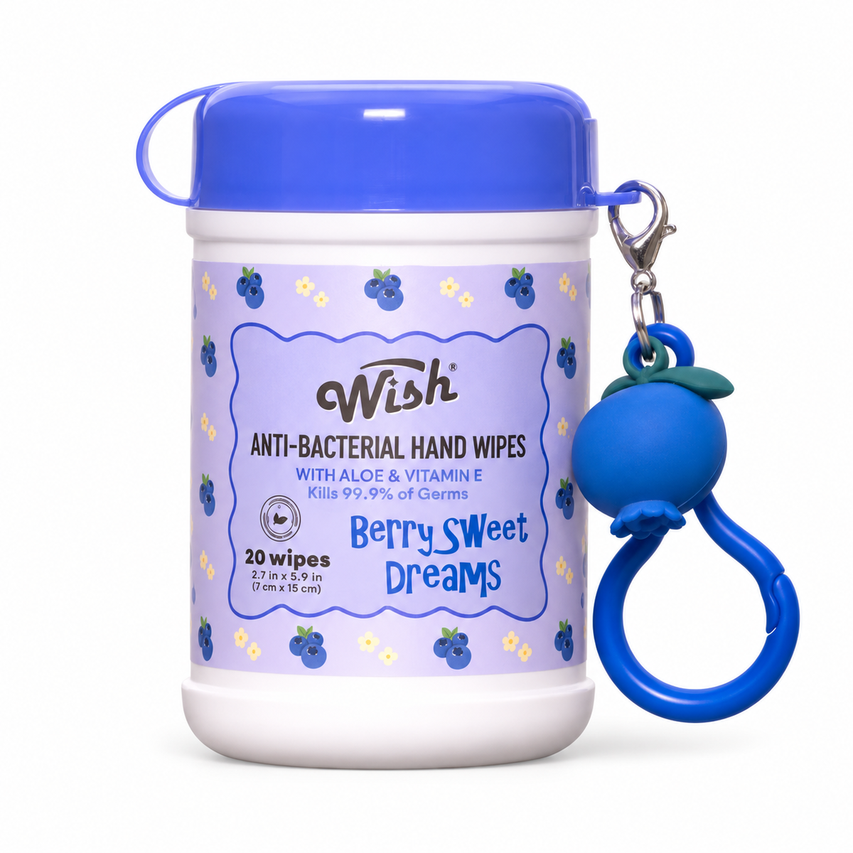 Toallitas Antibacteriales Wish Berry Sweet Dreams con Llavero, 20 piezas