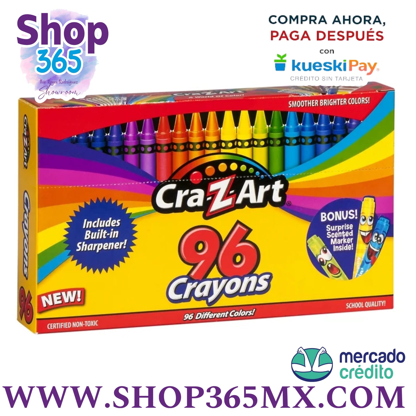 Cra-Z-Art Crayones de 96 unidades, paquete a granel con sacapuntas incorporado, multicolor, regreso a la escuela