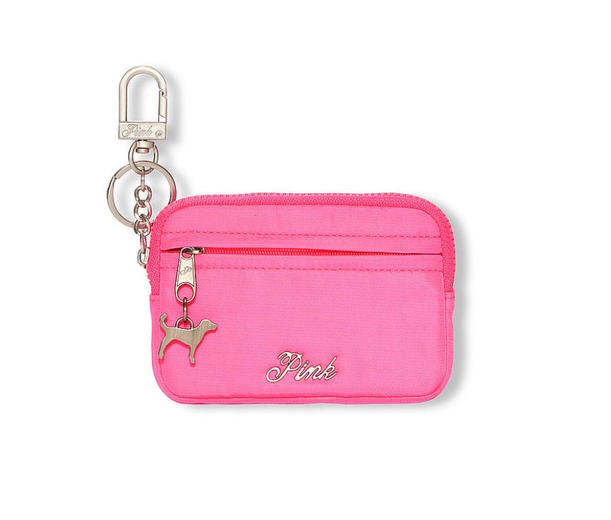 PINK Victoria’s Secret Zip Card Holder Keychain – Fall For Me Pink