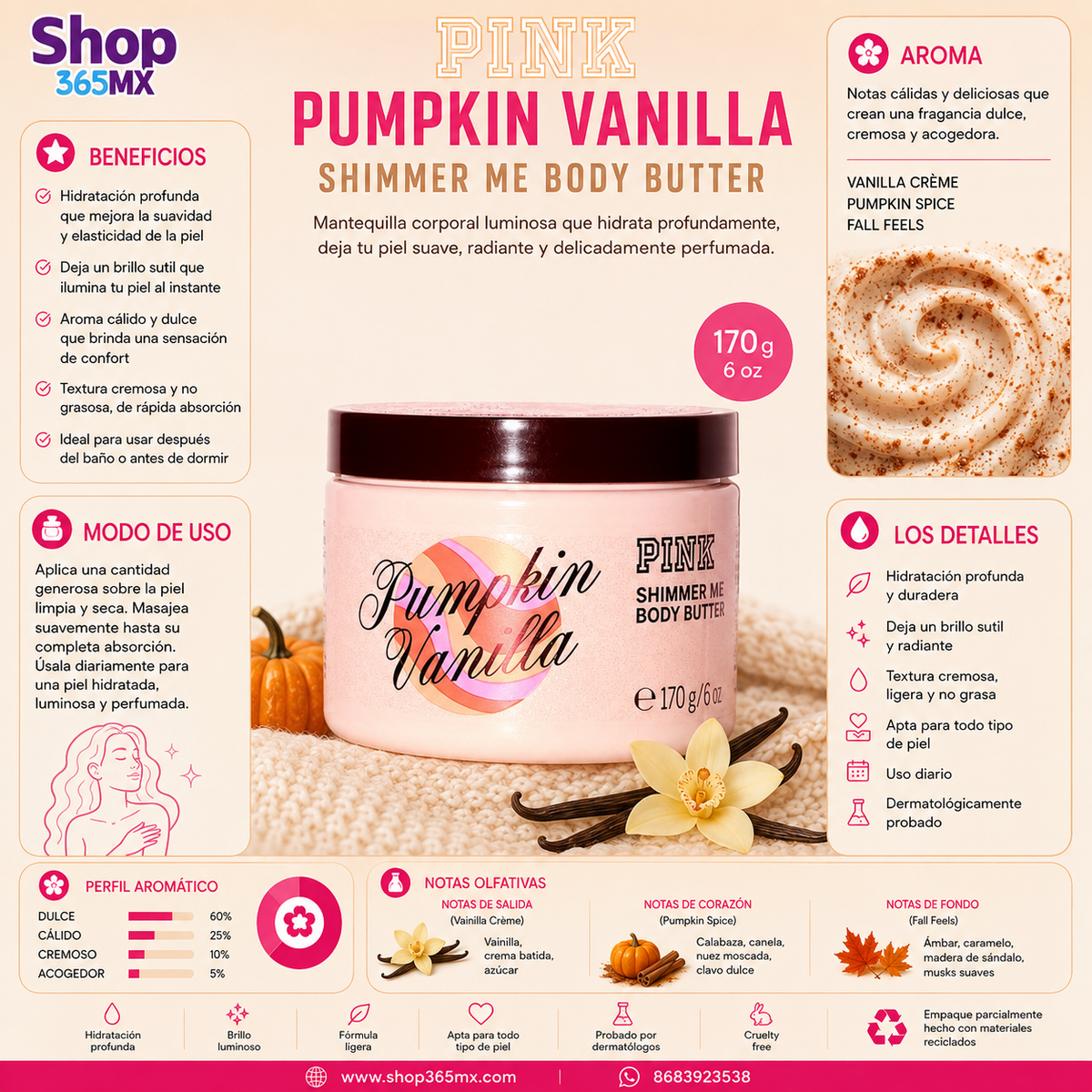 Pink Shimmer Body Butter Pumpkin Vanilla