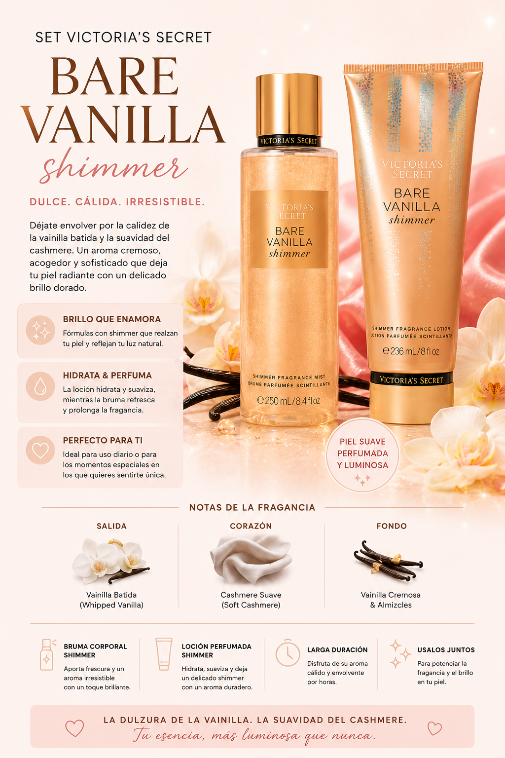 Set Victoria’s Secret Bare Vanilla Shimmer – Vainilla Cremosa con Brillo Radiante