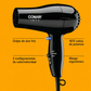 Mid Size Conair Secador de Pelo de Cerámica, 1875 Vatios, Compacto, de Secado Rápido, Negr