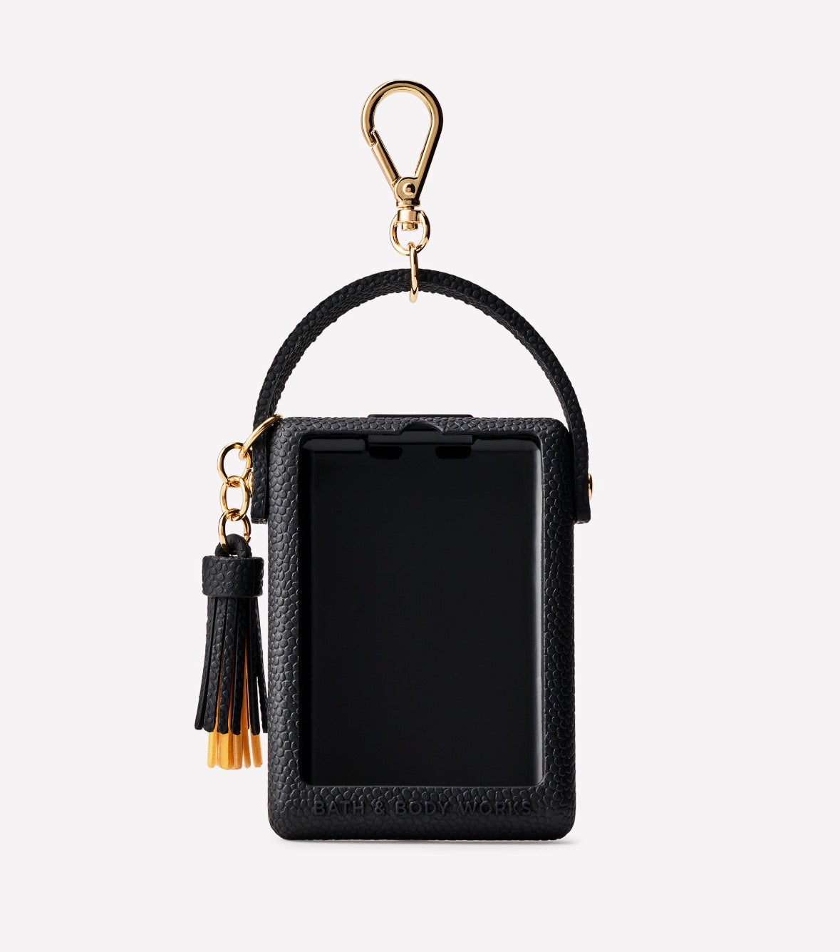 Bath & Body Works Black Textured Twist Lock with Tassel – Porta Spray Antibacterial 🖤✨