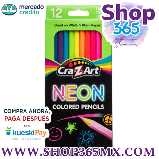 Cra-Z-Art Lápices de colores neón, multicolor, 12 unidades, niño principiante de 4 años en adelante, regreso a la escuela