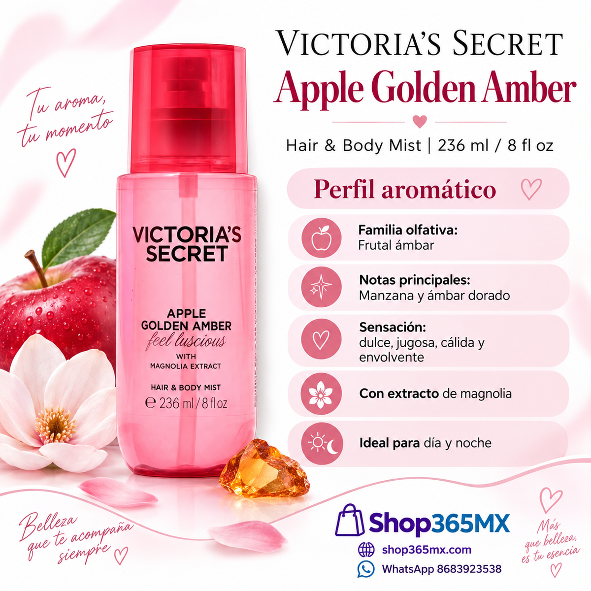 🍎 Victoria’s Secret Apple Golden Amber Hair & Body Mist 236 ml