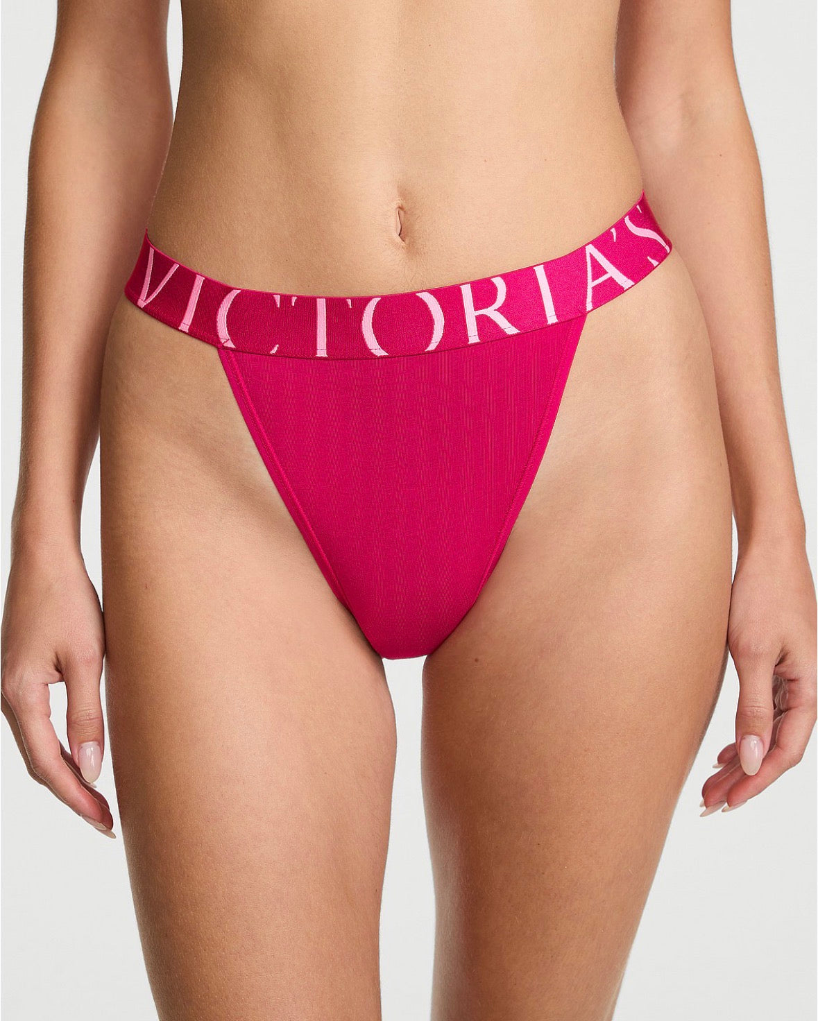 Victoria’s Secret Logo Waist Thong Panty Rosa Fucsia – Tanga de Cintura Alta